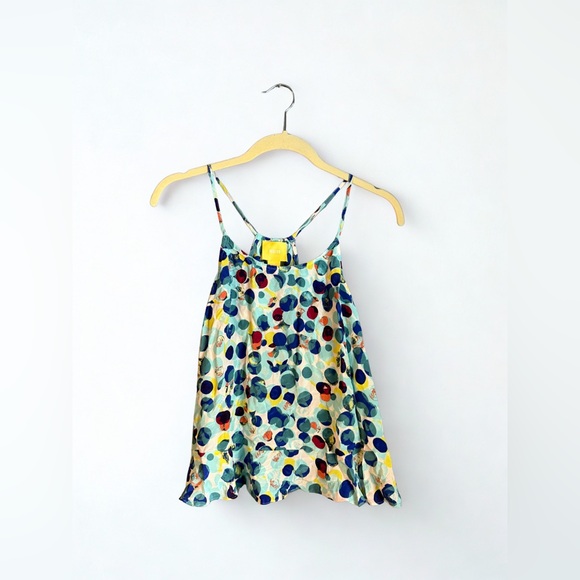 Anthropologie Tops - Anthropologie Maeve Multicolor Polka Dot Silk Camisole